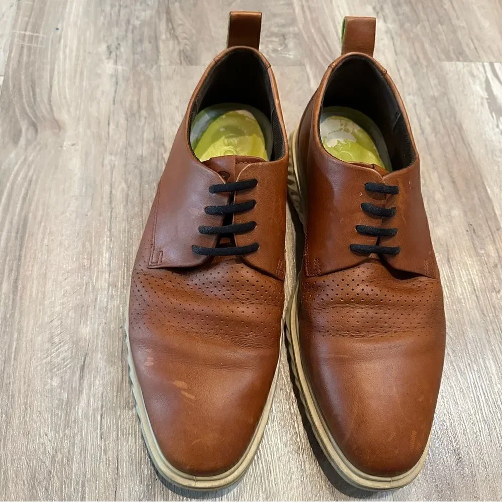 ECCO Brown Leather‎ Oxford Shoes Mens Size 8 Office Work Formal Dress